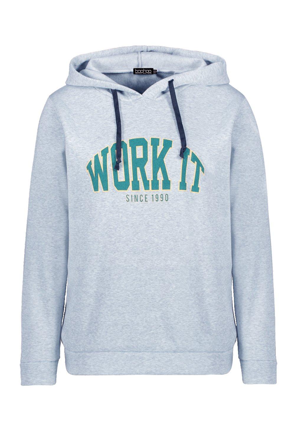 

Худи с начесом и слоганом Work It, Grey