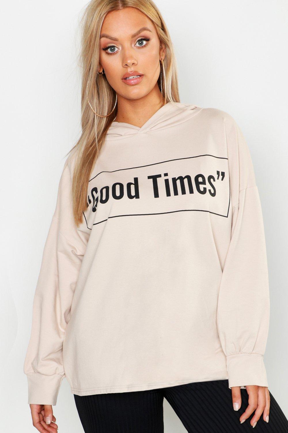 

Плюс сайз — Худи оверсайз Good Times, Stone