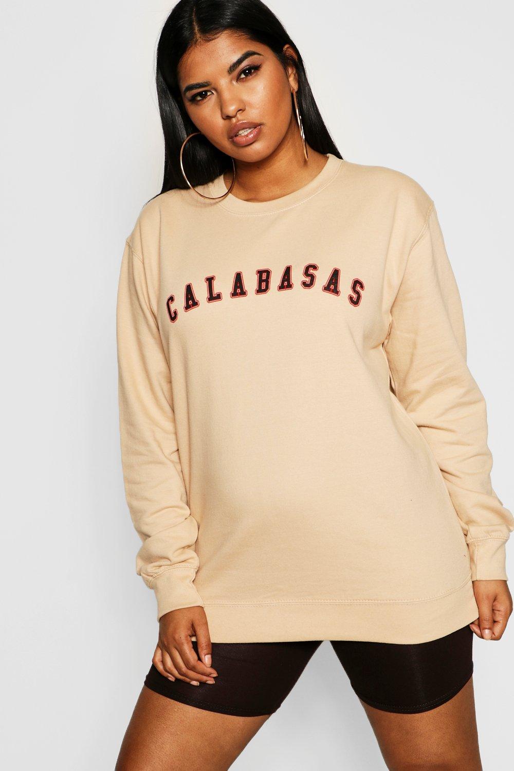 

Плюс сайз> с принтом-слоганом Calabasas Sweat, Nude