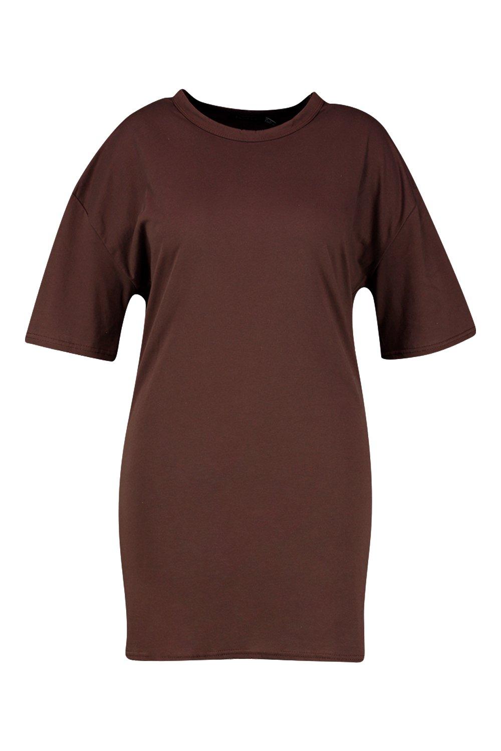 

«Плюс сайз» Super Крупные Платье-футболка Drop Armhole, Chocolate