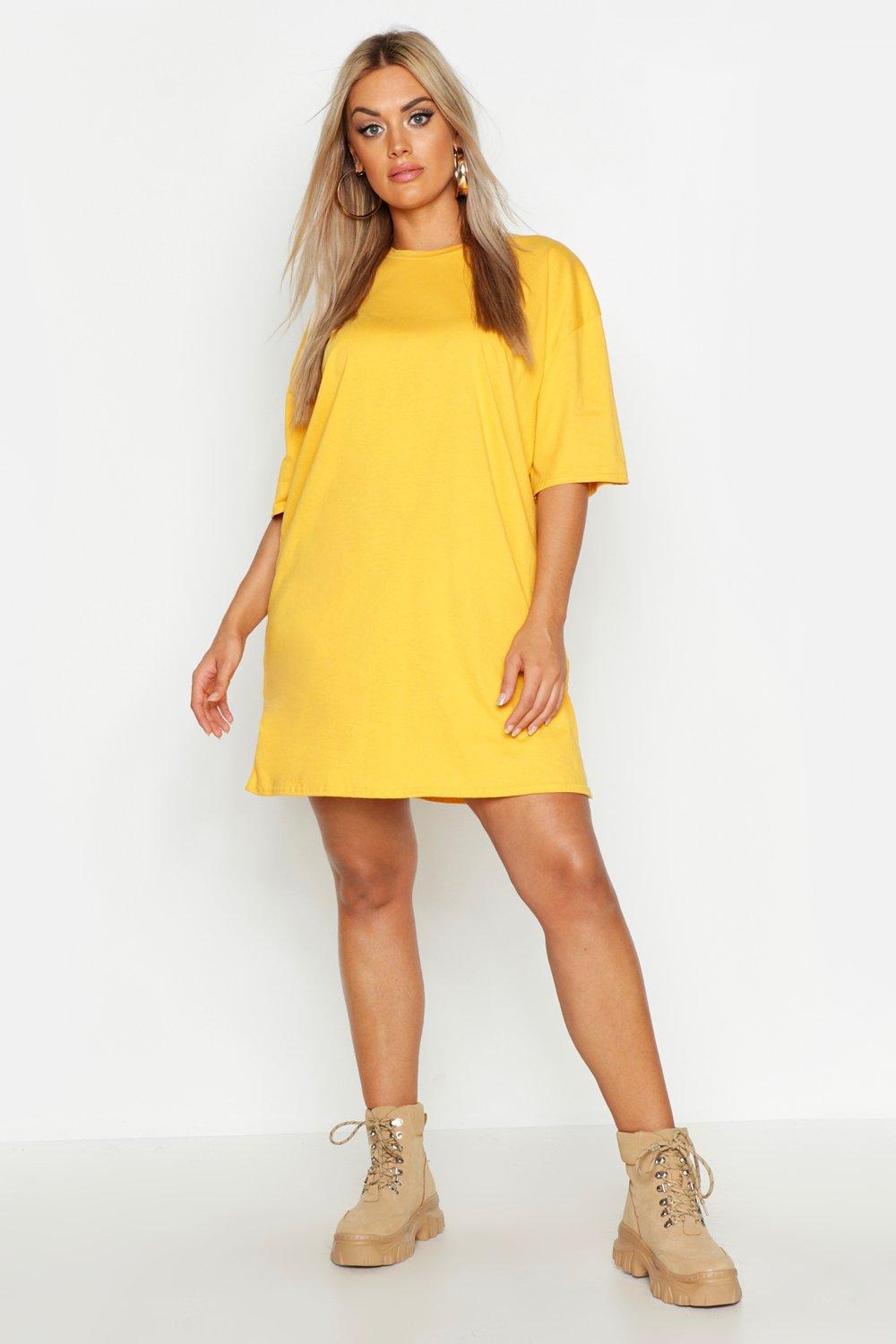 mustard t shirt dress