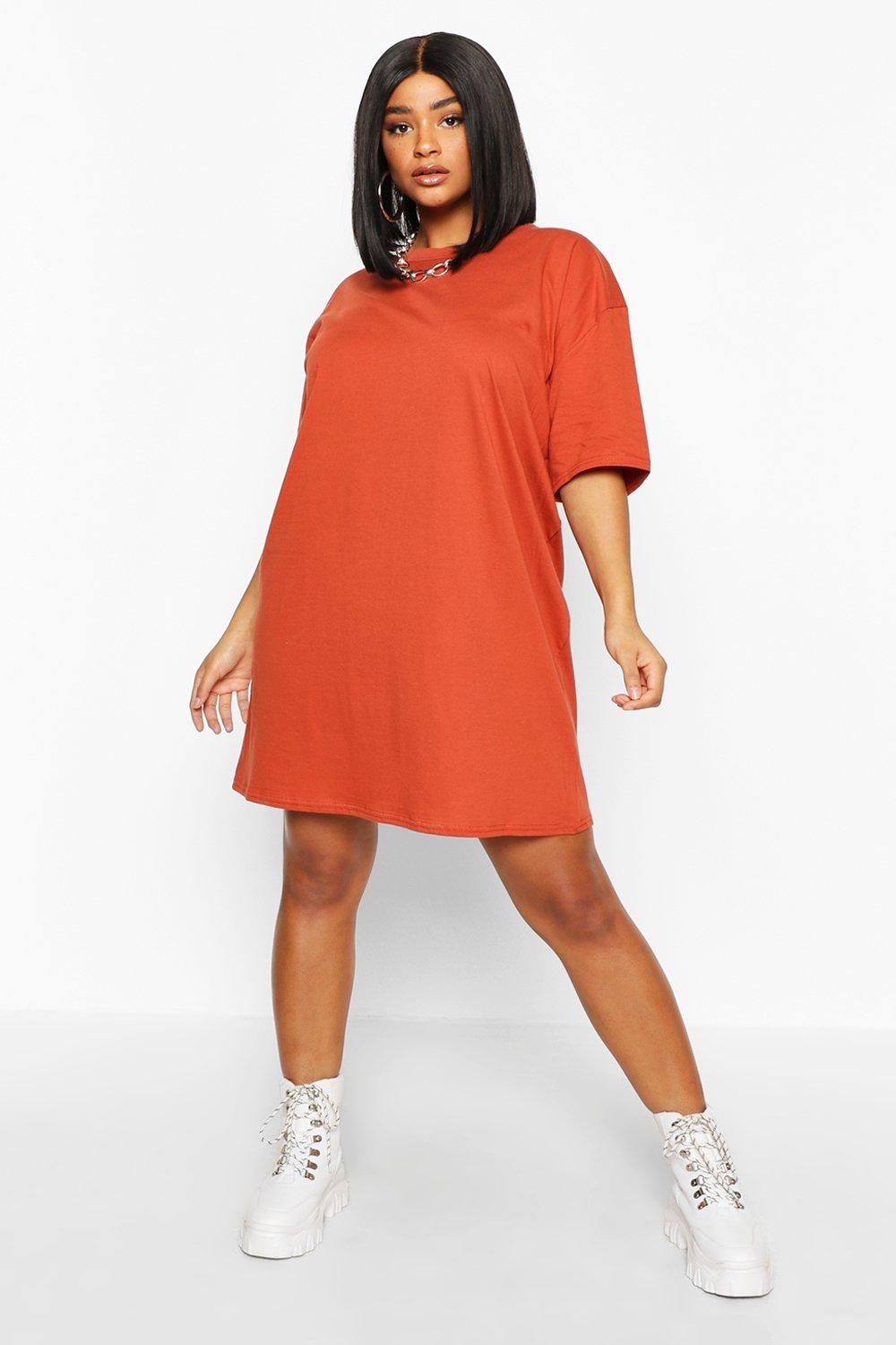 

«Плюс сайз» Super Крупные Платье-футболка Drop Armhole, Terracotta