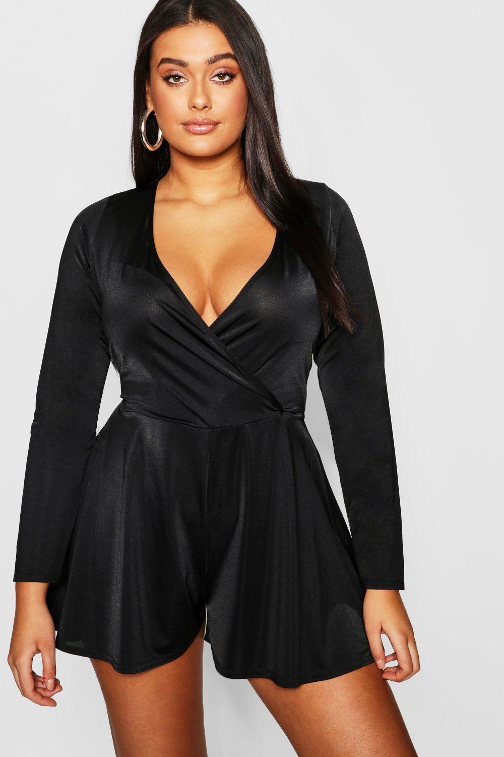 black long sleeve playsuit