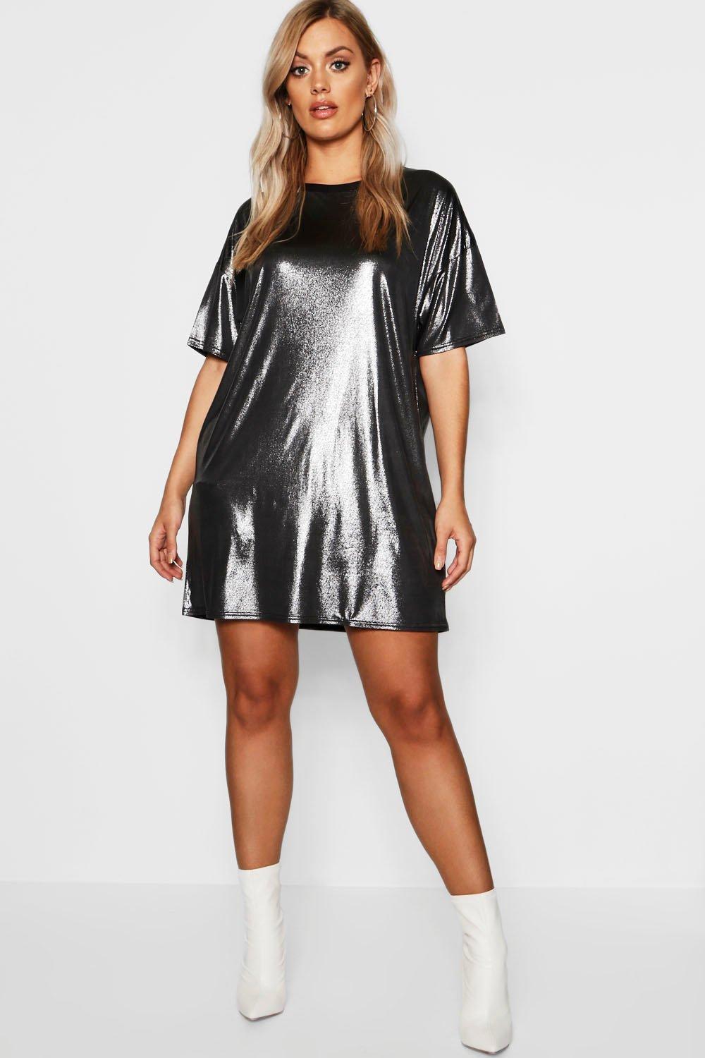 metallic t shirt dress