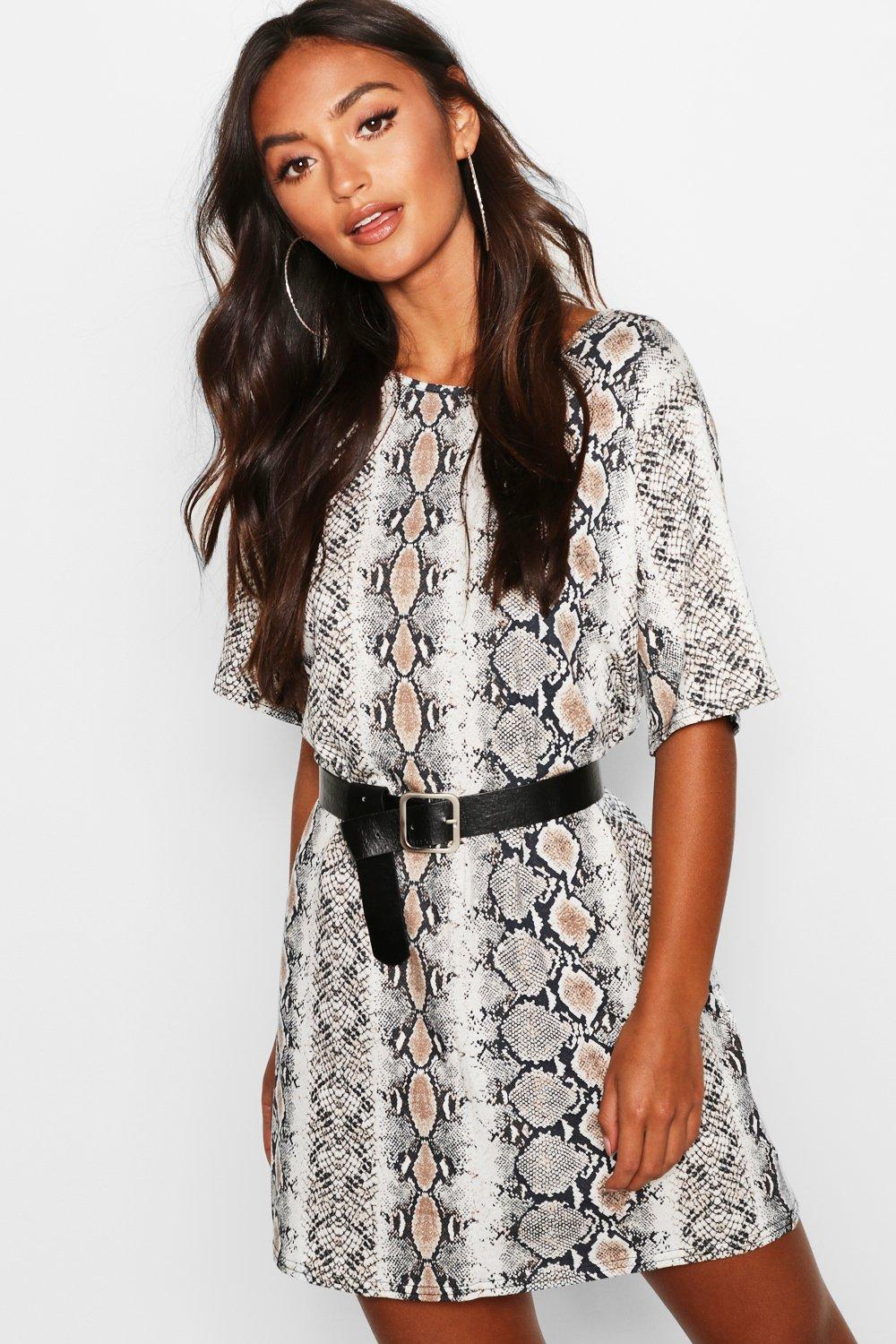 snakeskin shirt dress boohoo