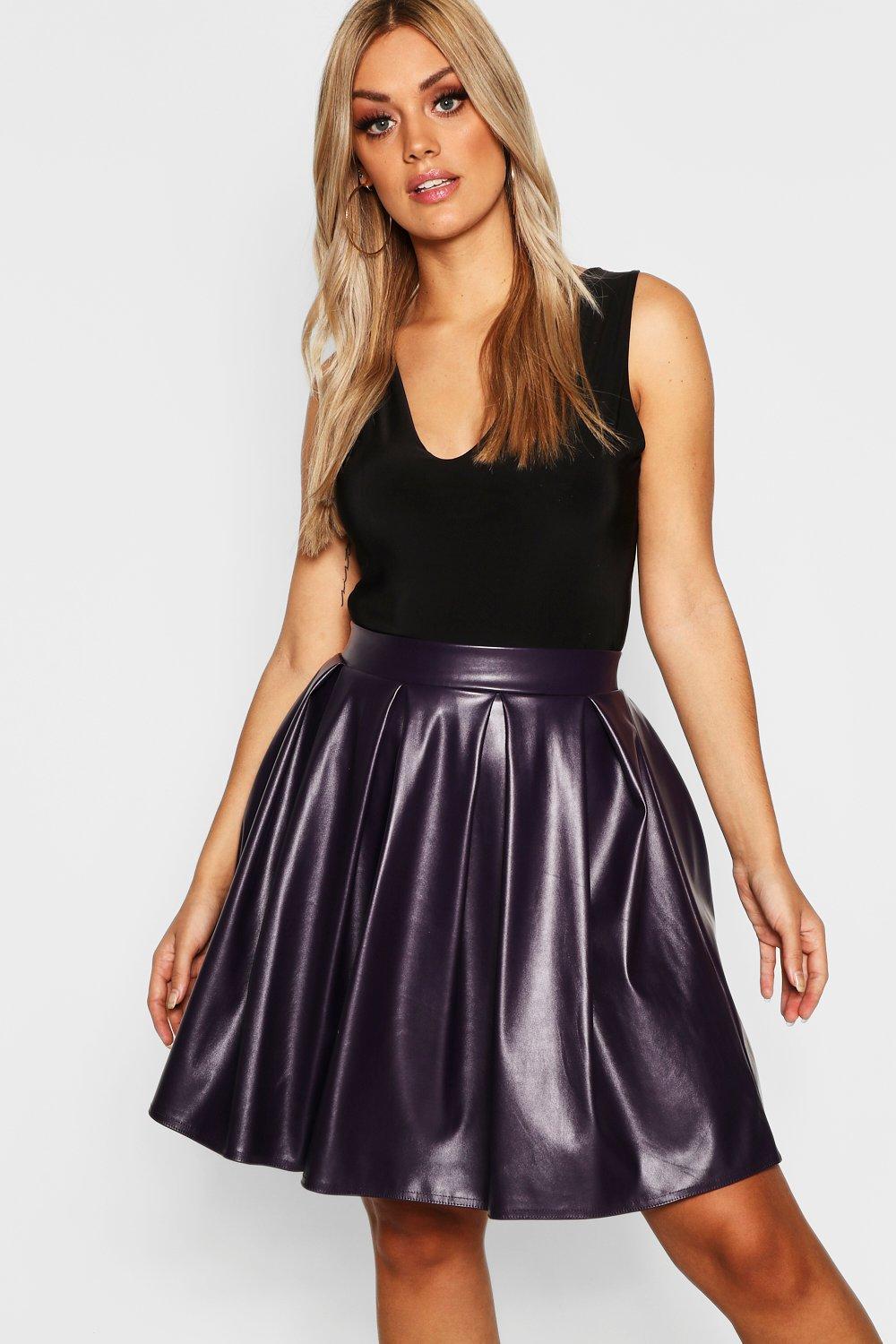 plus leather skater skirt