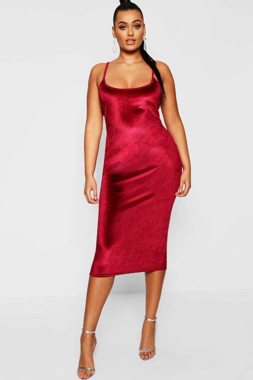 boohoo velvet midi dress