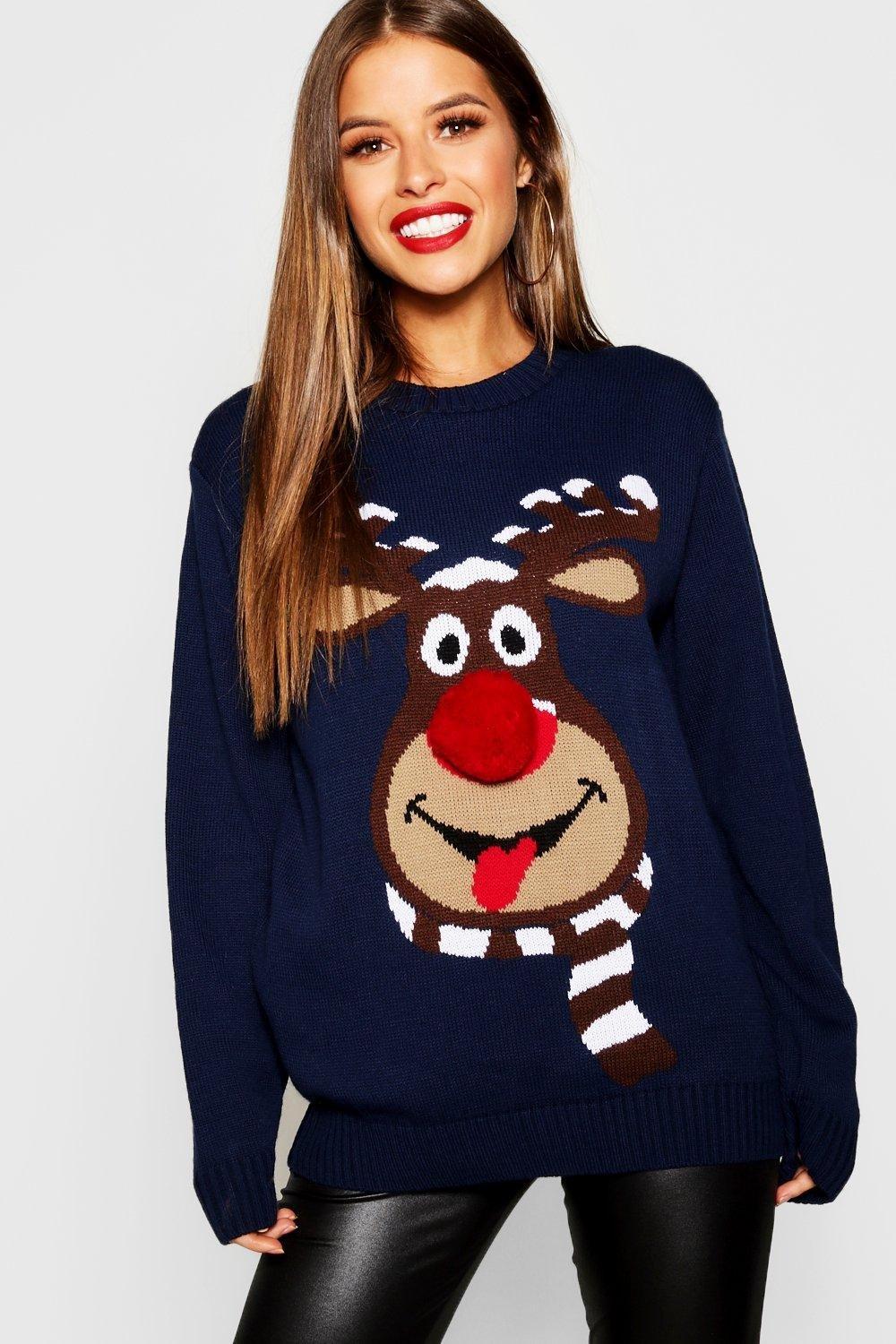 

Petite Reindeer джемпер Christmas с помпонами, Navy