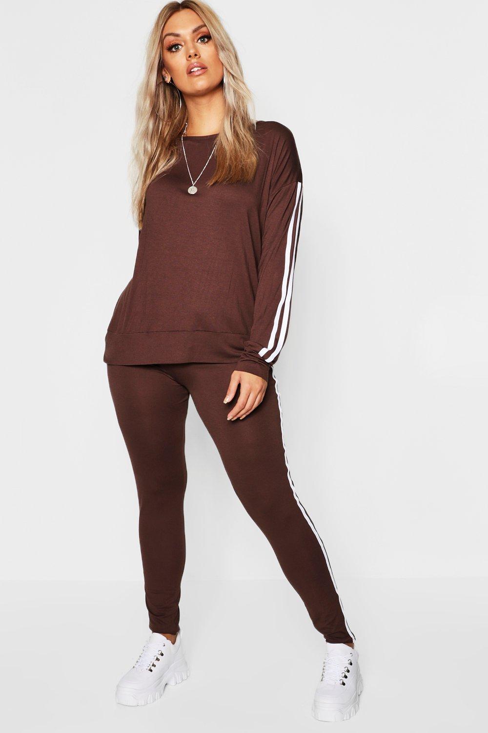 

Plus Side Stripe Loungewear Set, Chocolate