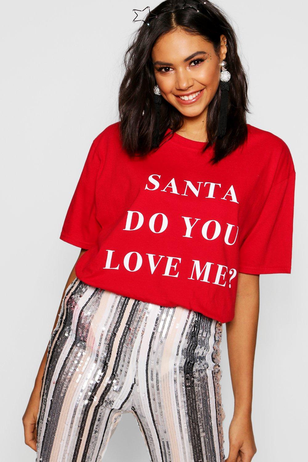 

Christmas Santa Do You Love Me Футболка Slogan, Red