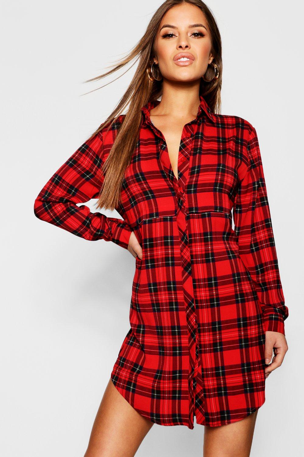 red checked shirt dress