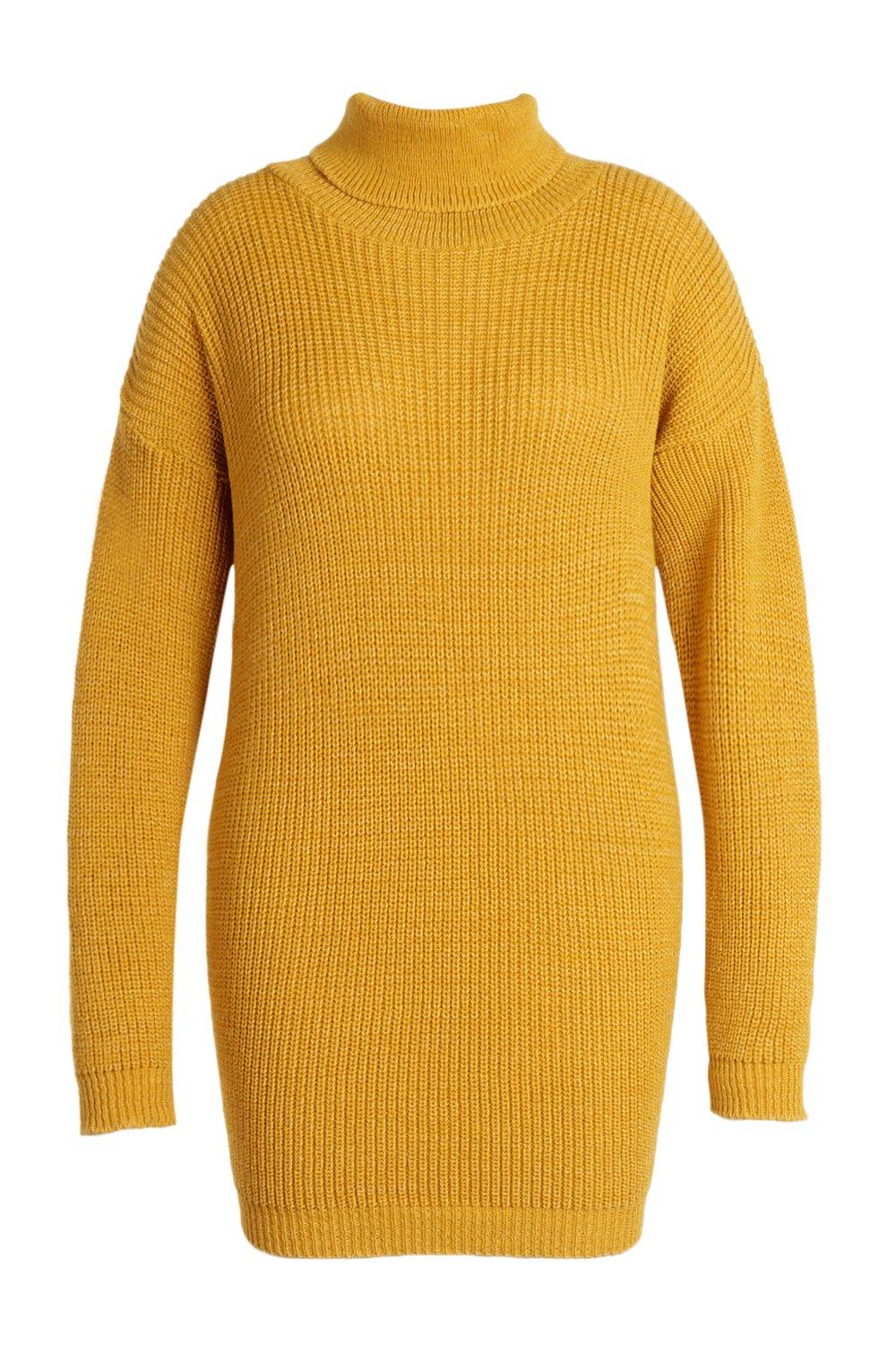 

«плюс сайз» Платье Jumper с закатанным вырезом, Mustard