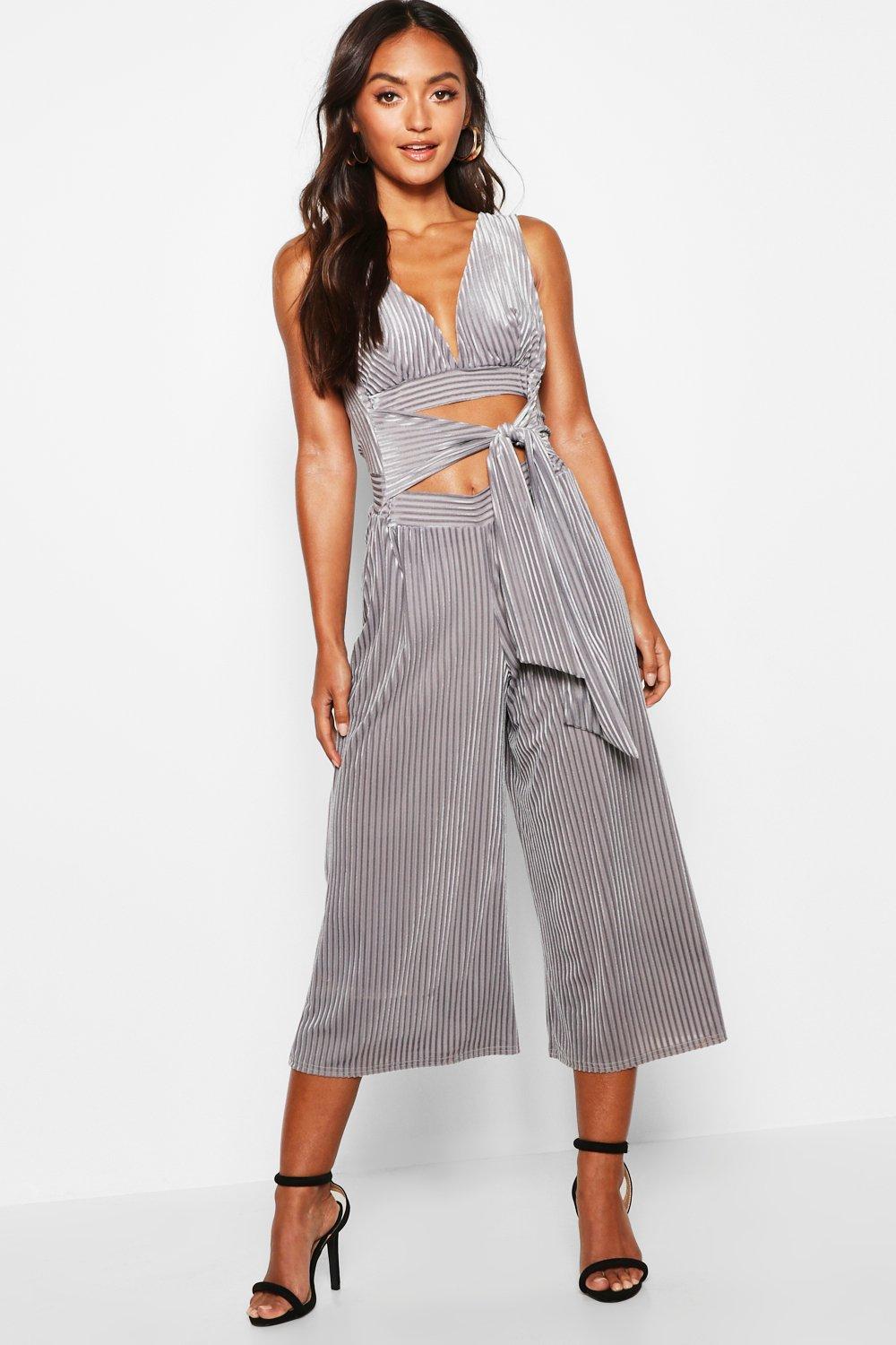 boohoo silver jumpsuit