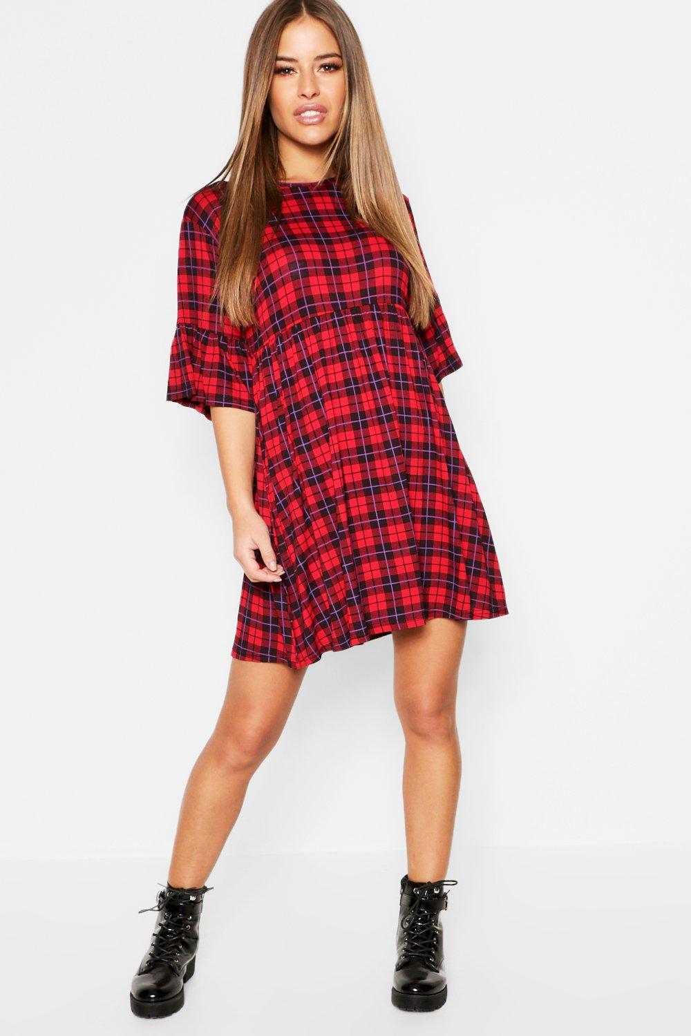 plaid smock dress