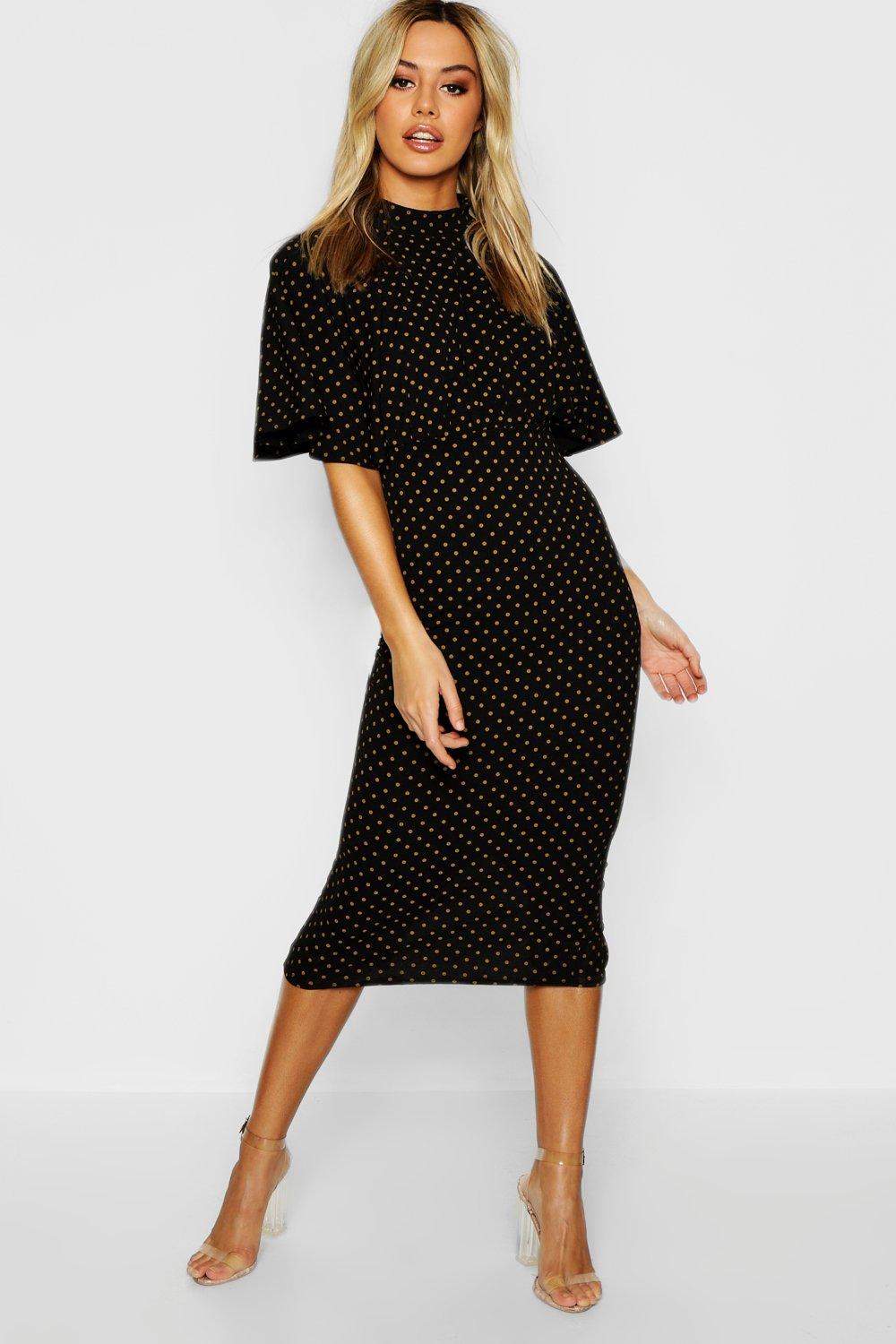 womens polka dot midi dress