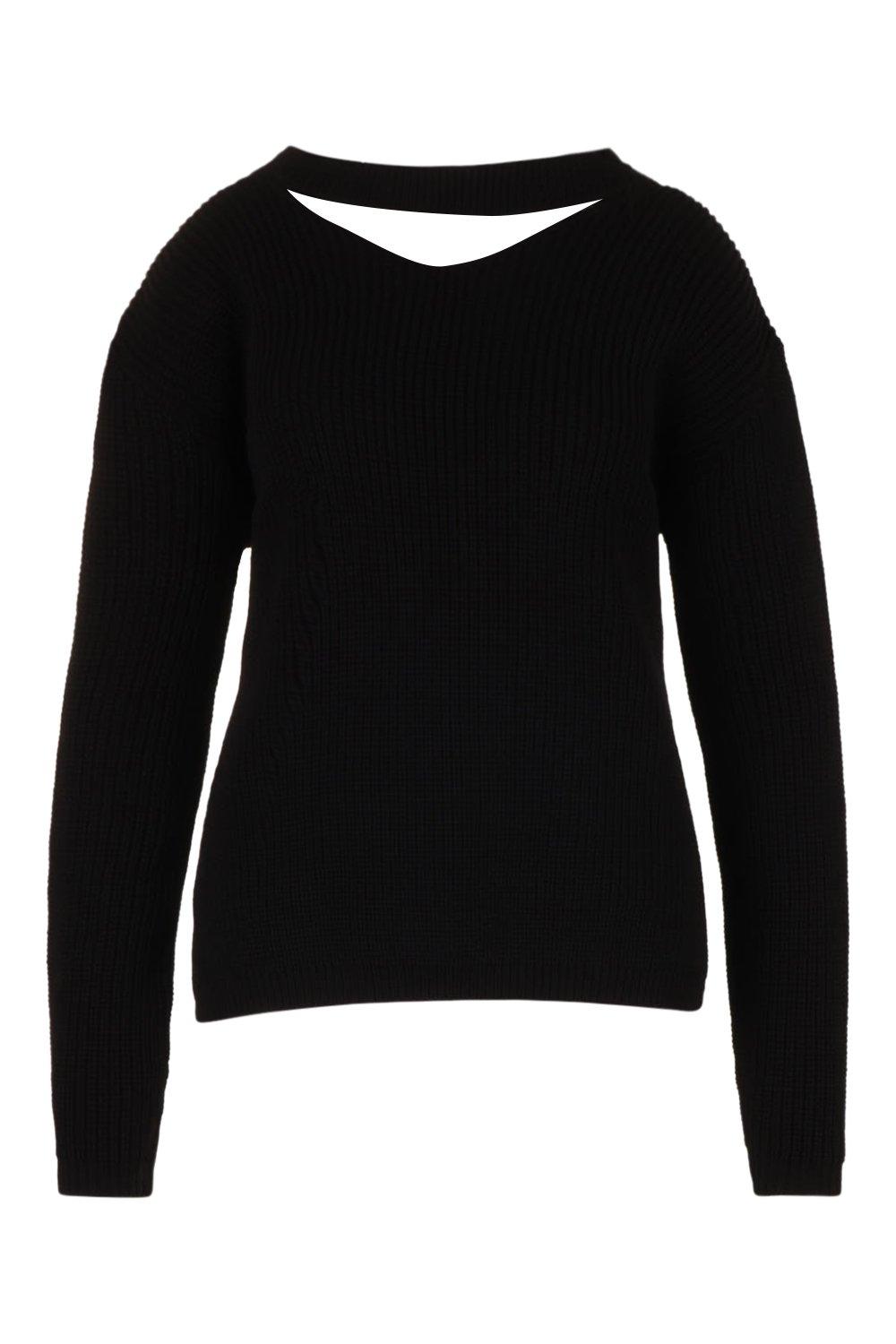 

Plus Choker Side Split Jumper, Black