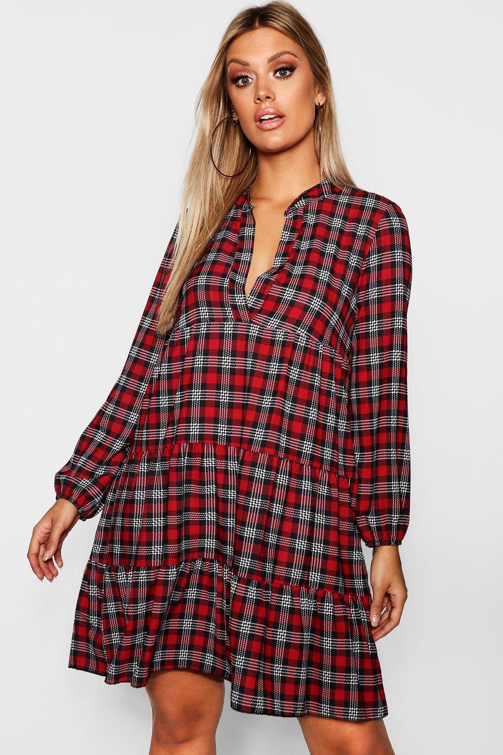 plaid smock dress