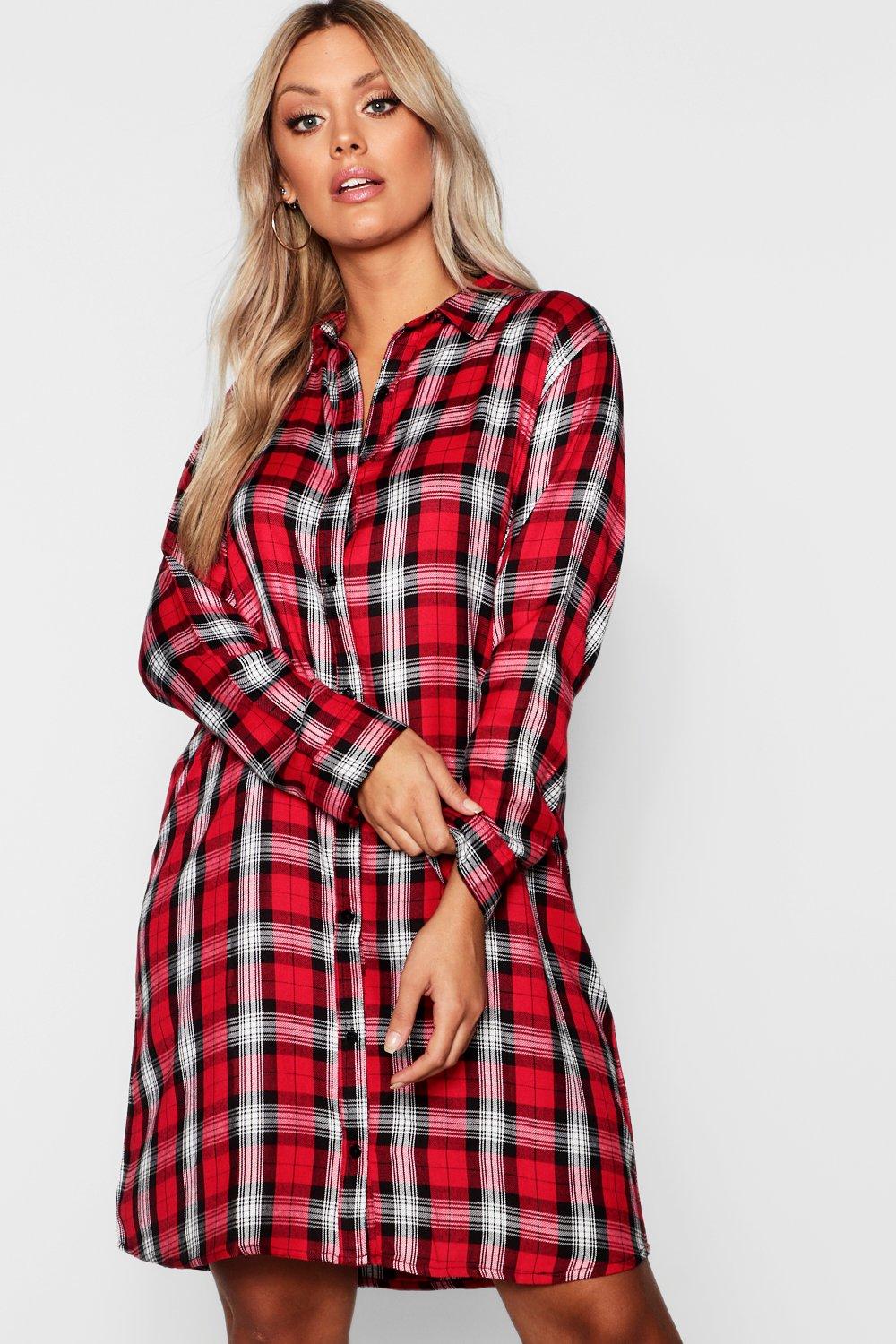 red checked shirt dress