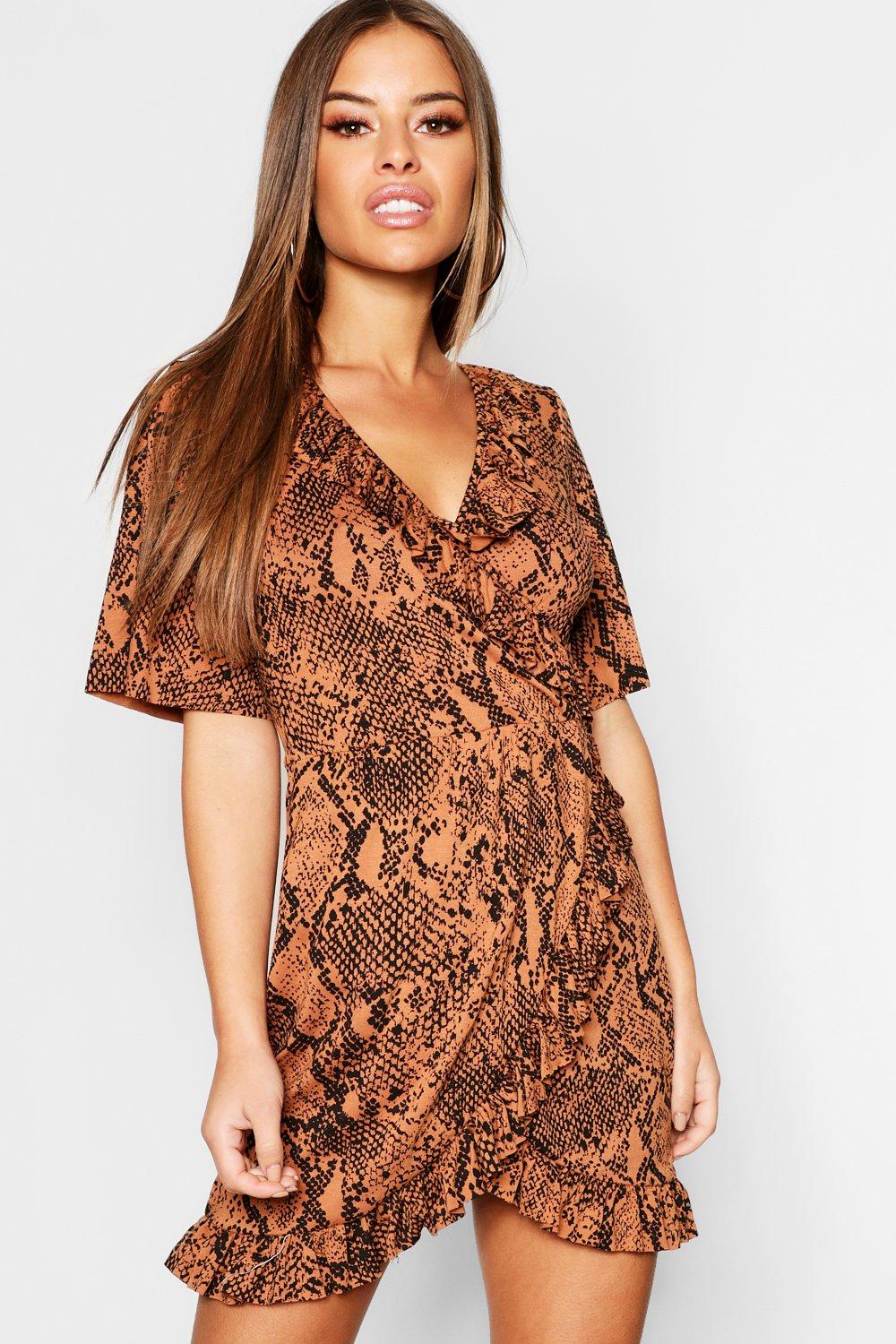snake print tea dress