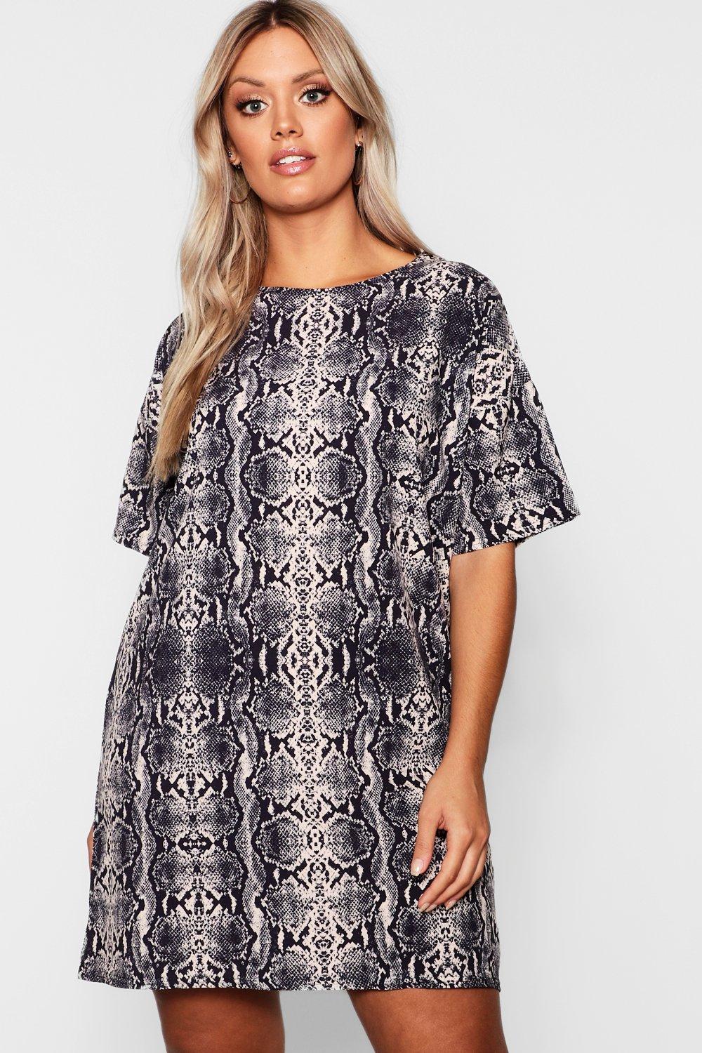 snakeskin smock dress