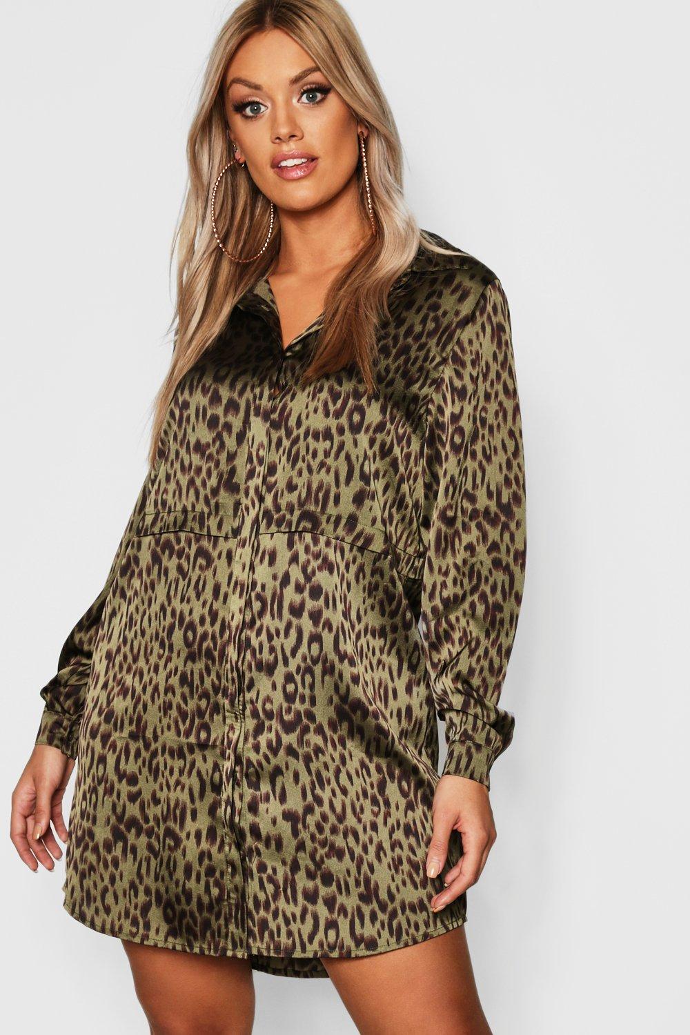 leopard print shirt dress boohoo