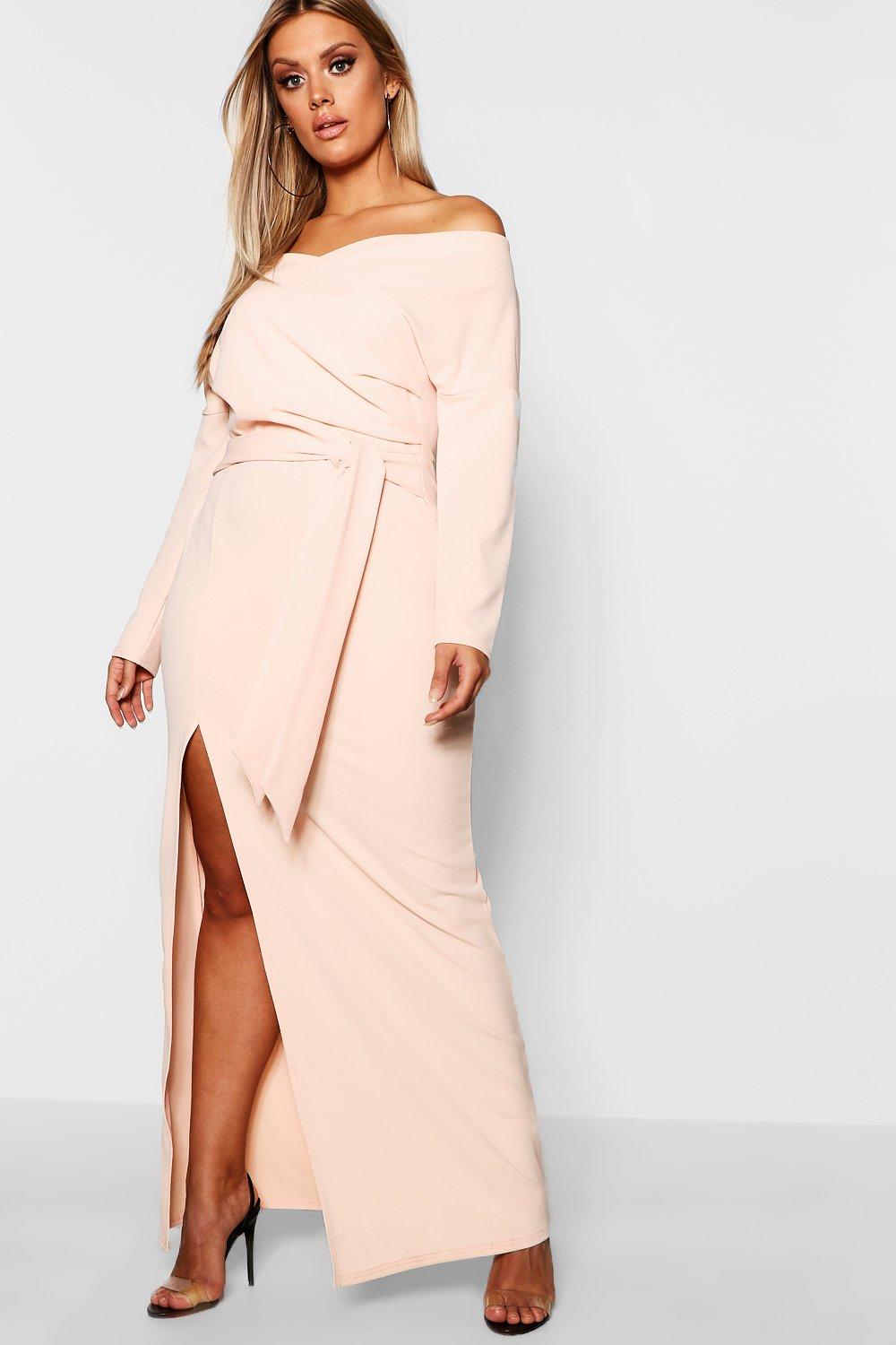 nude wrap dress