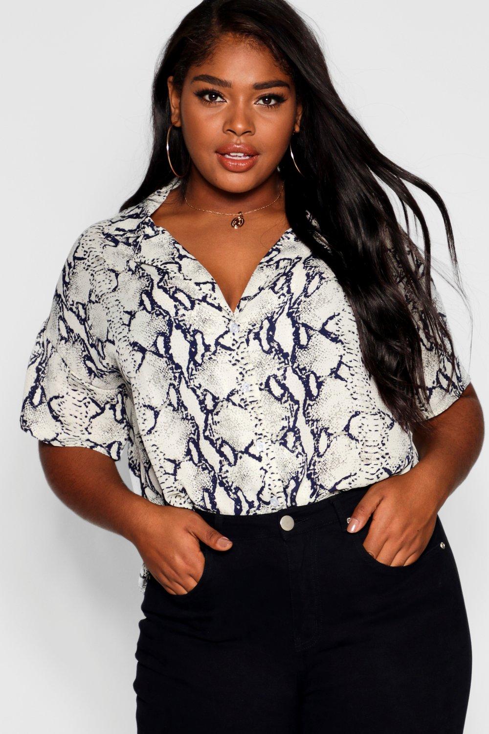 plus size snake print top