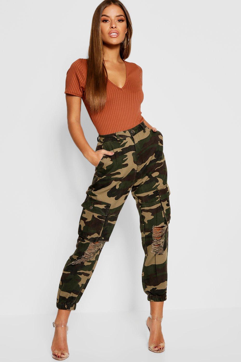 petite camo trousers