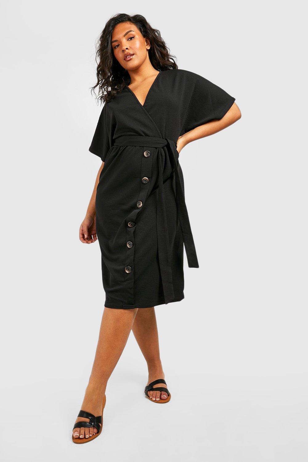 black button down midi dress