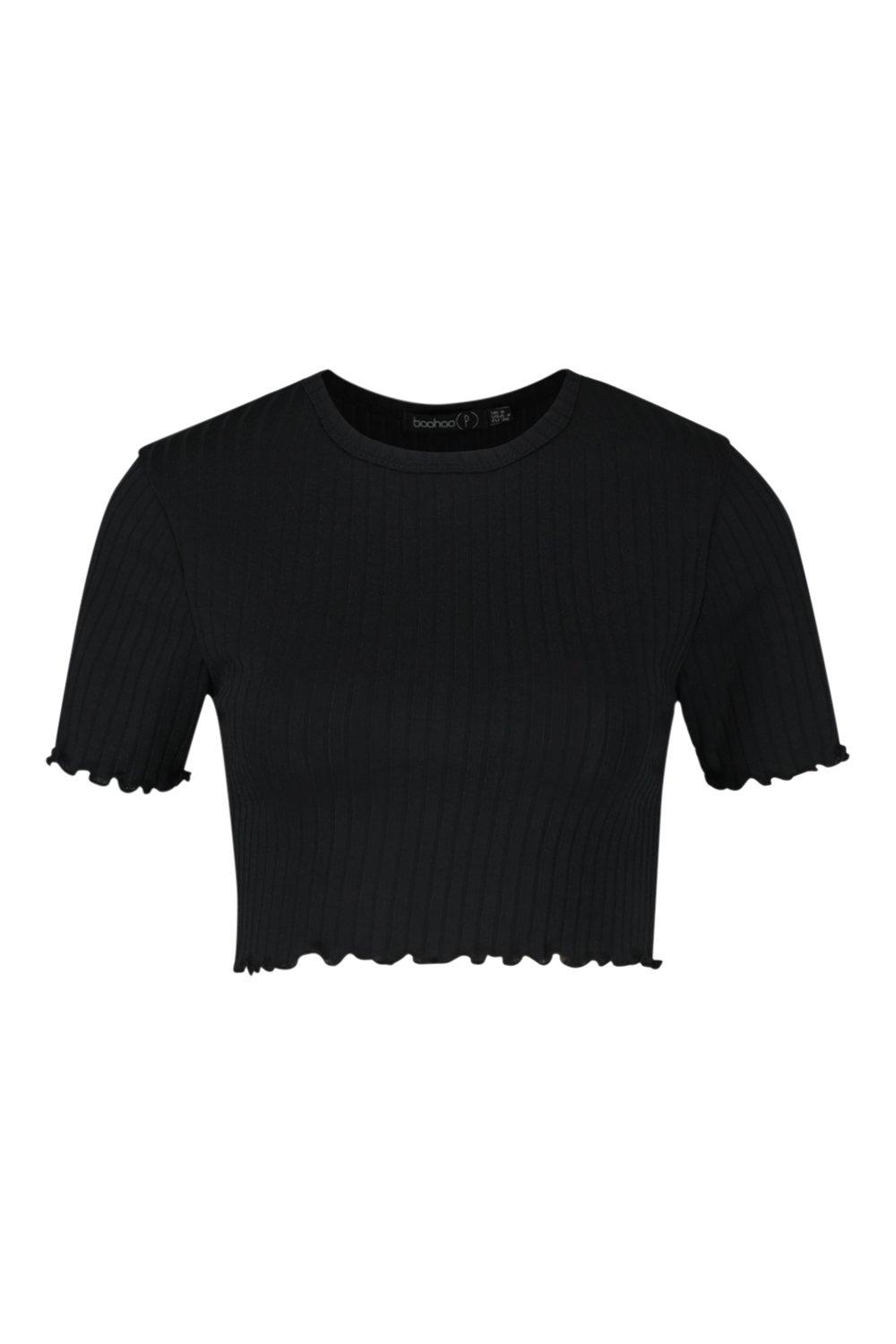 

Petite - укороченный топ из ткани в крупный рубчик, Black