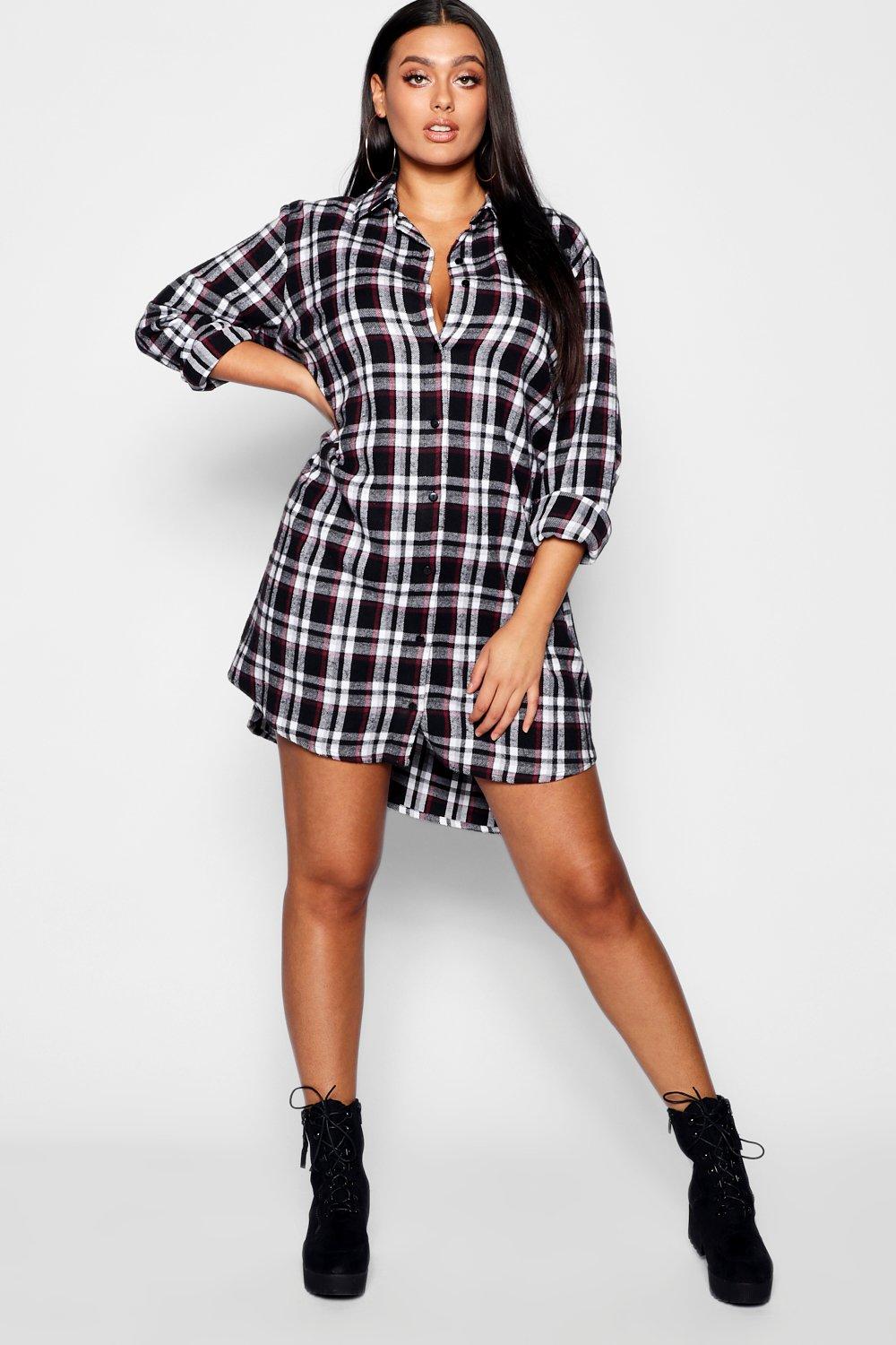 checked shirt dress