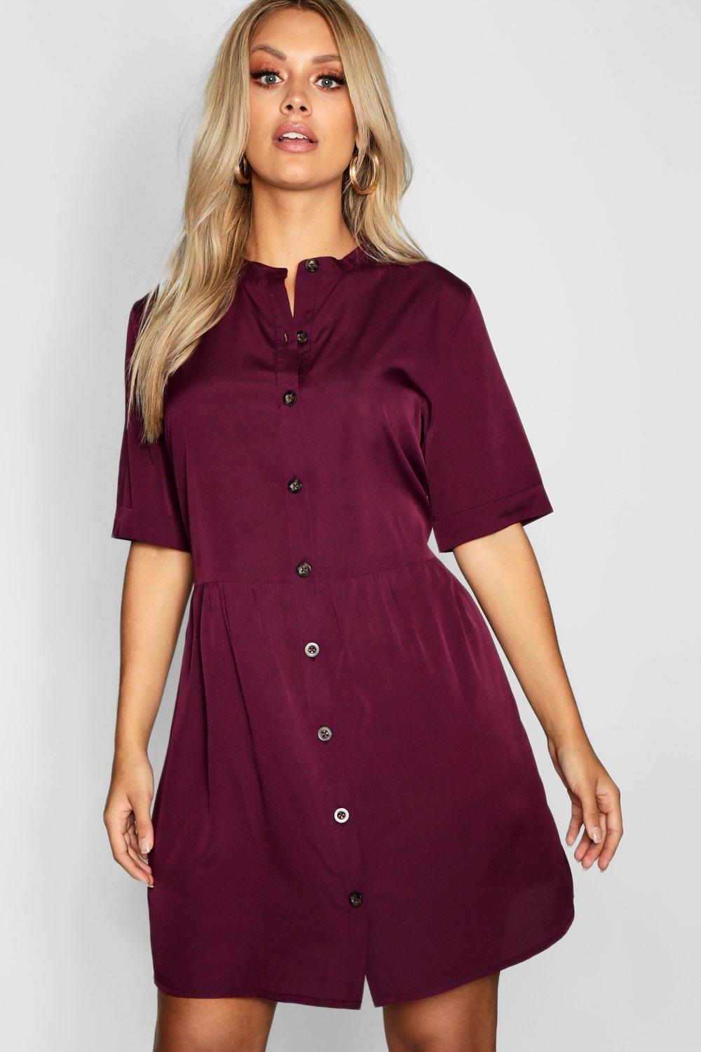 button front smock dress