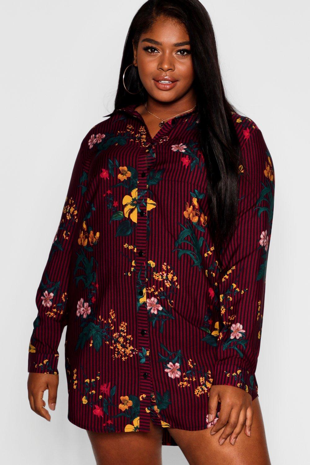 boohoo shirt dress plus