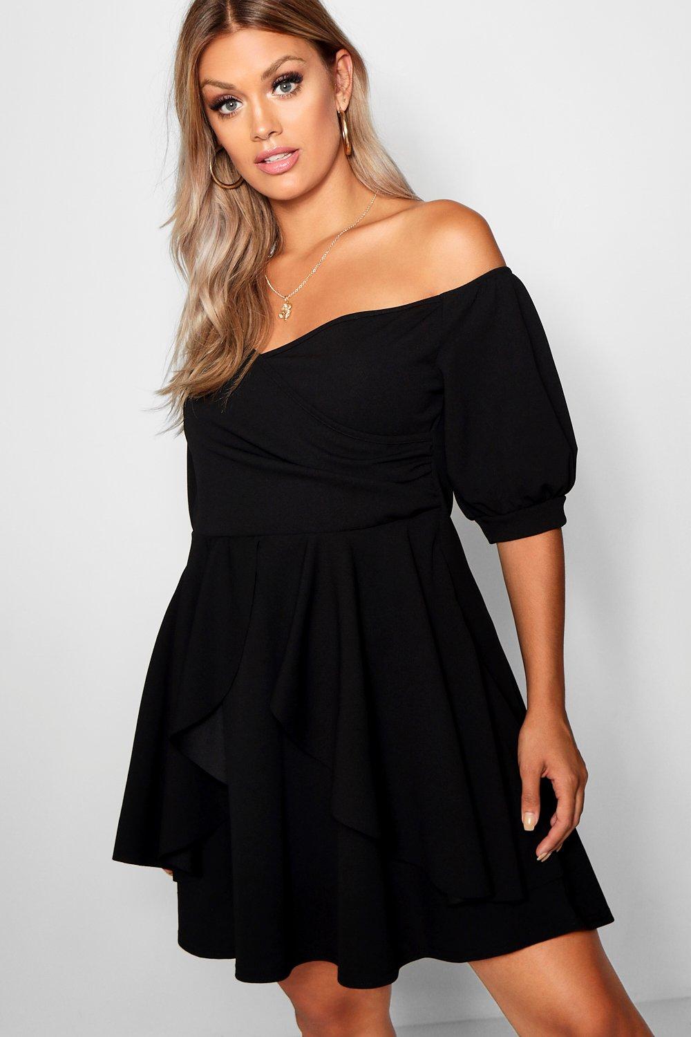 bardot ruffle dress