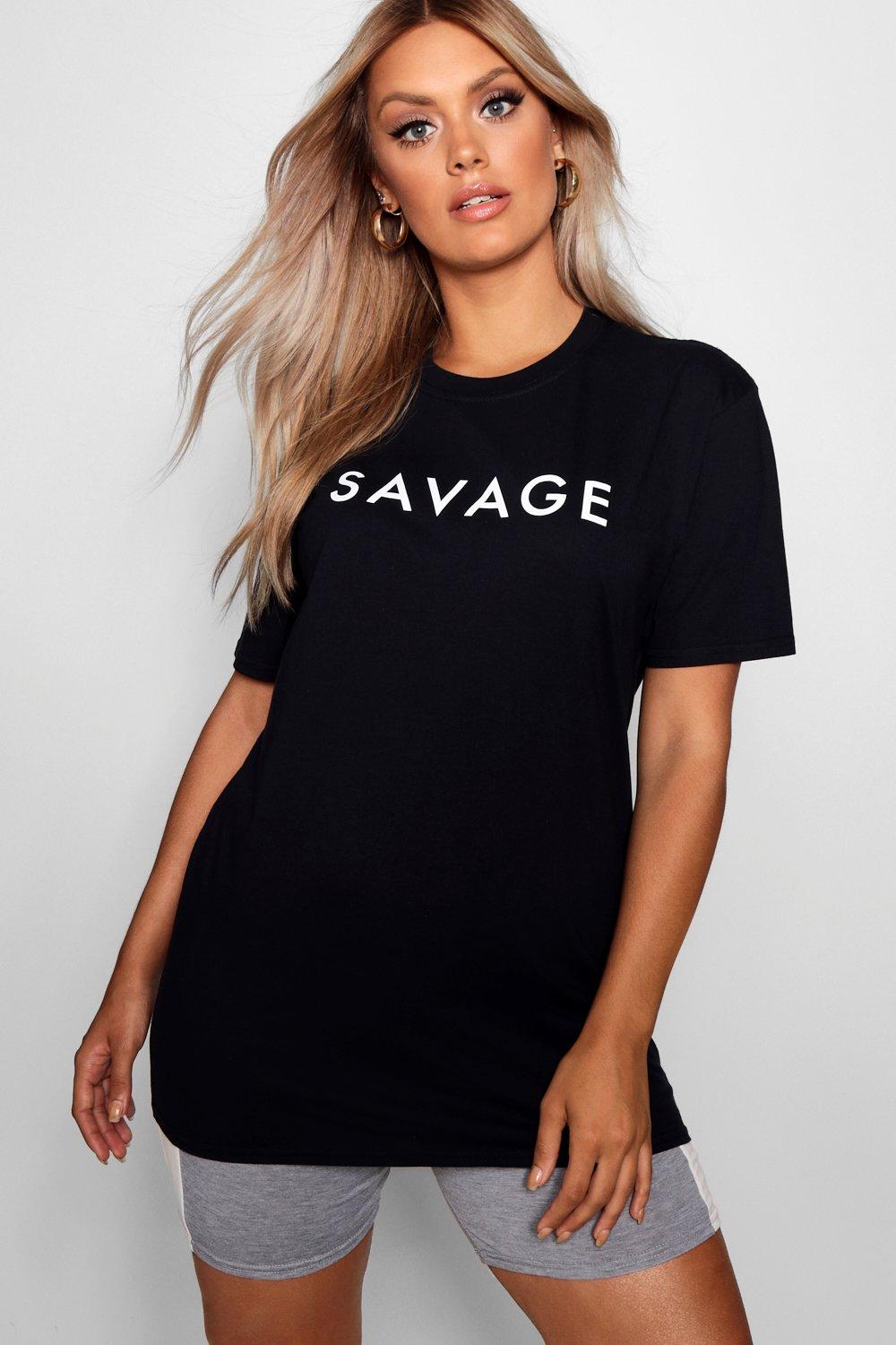 

Плюс сайз — Футболка Savage Slogan, Black