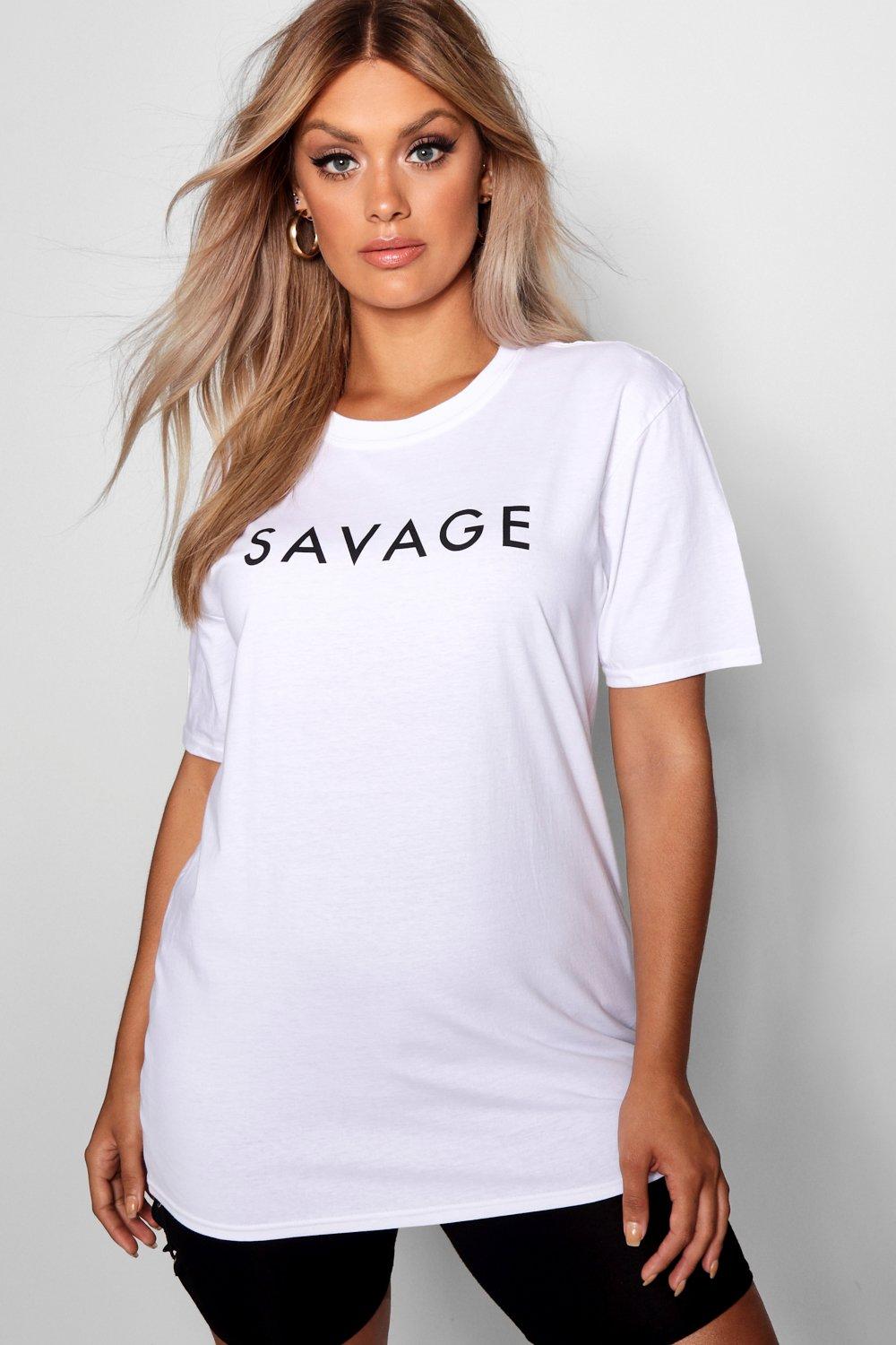 SAVAGE logo Girls Womens Ladies T Shirt Top Curve Plus size casual Tee Shirt