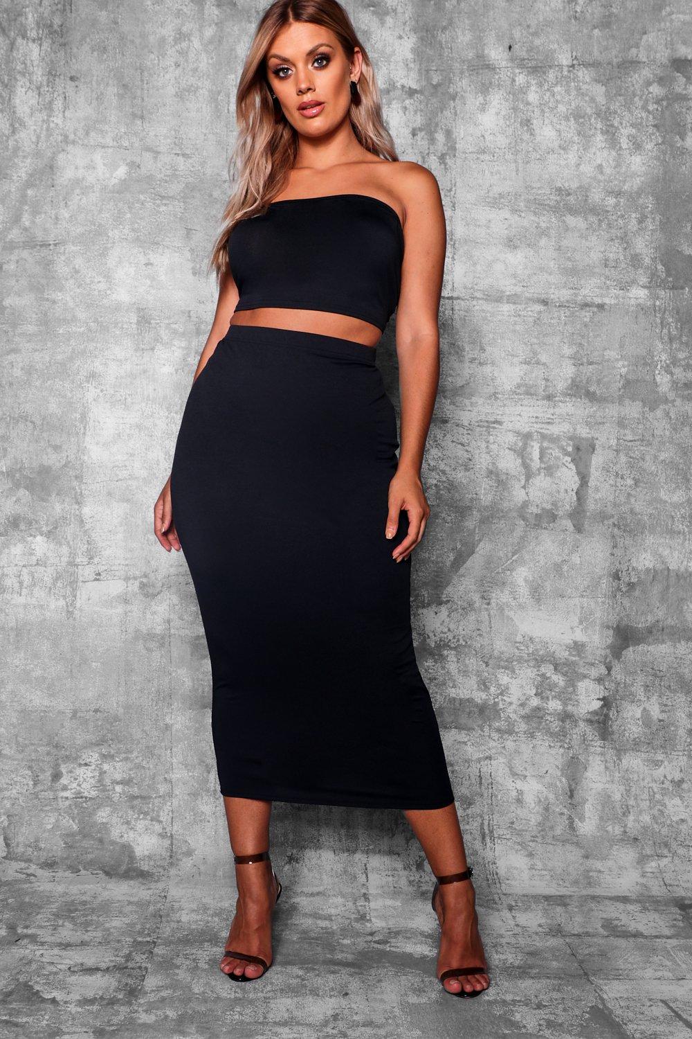 black off shoulder high low dress