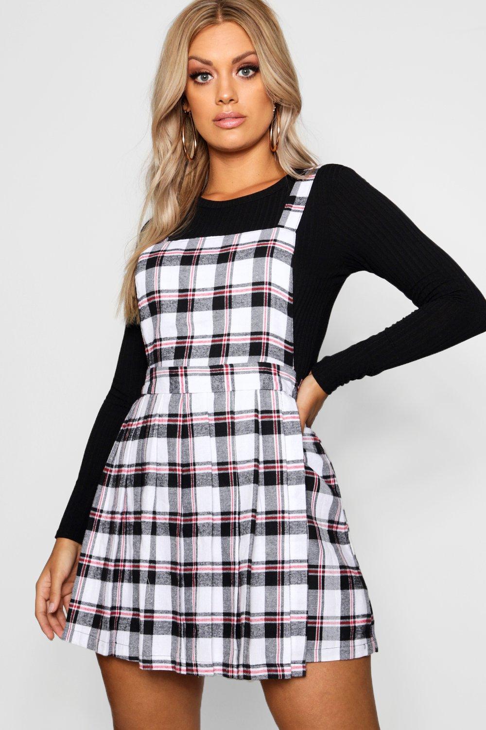 womens check pinafore dress