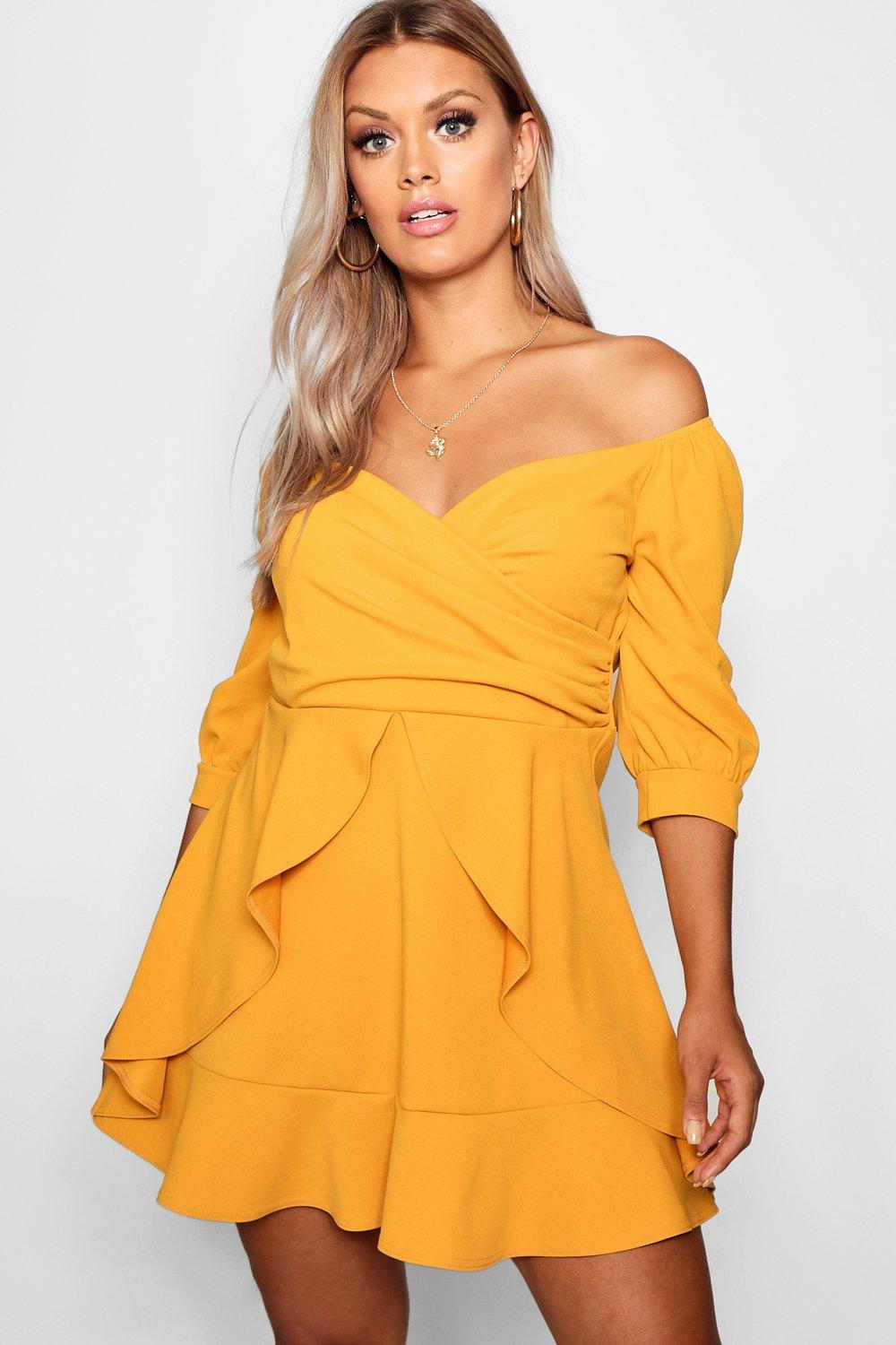 boohoo mustard dress