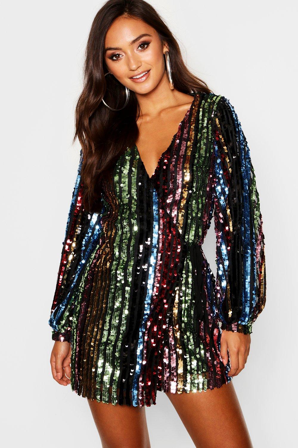 blouson sleeve wrap dress