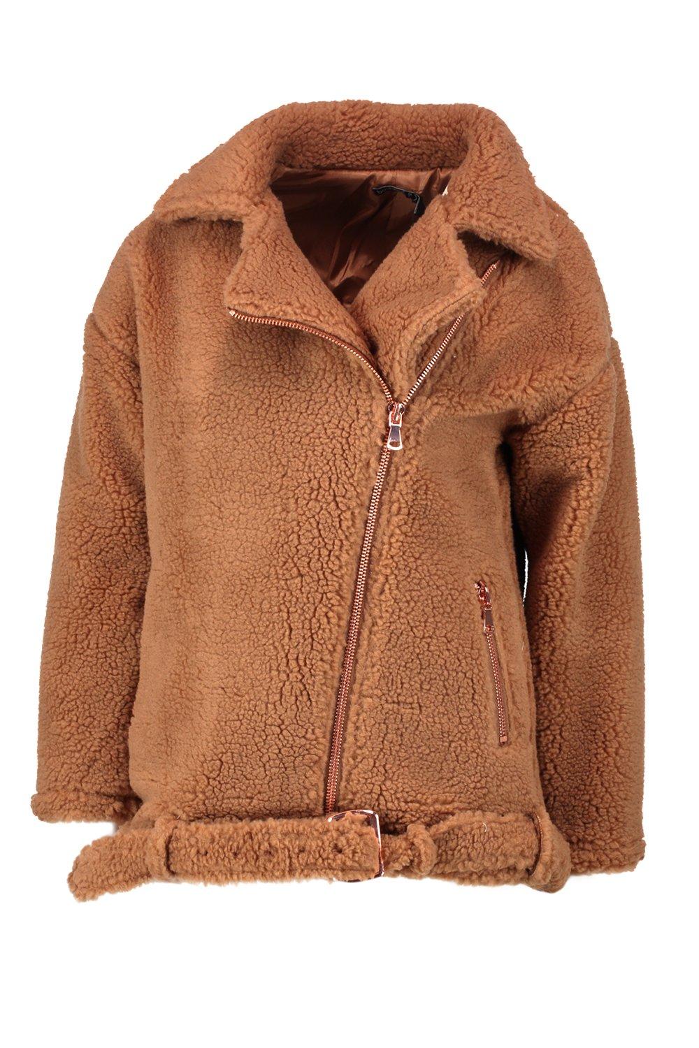 

Комбинезон Petite Байкерская куртка из искусственного меха, Brown