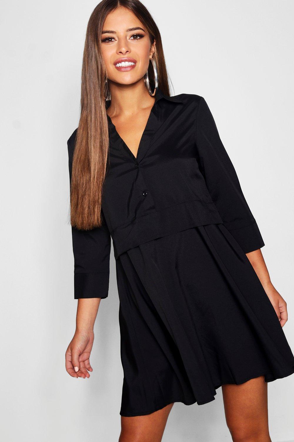 boohoo button down dress