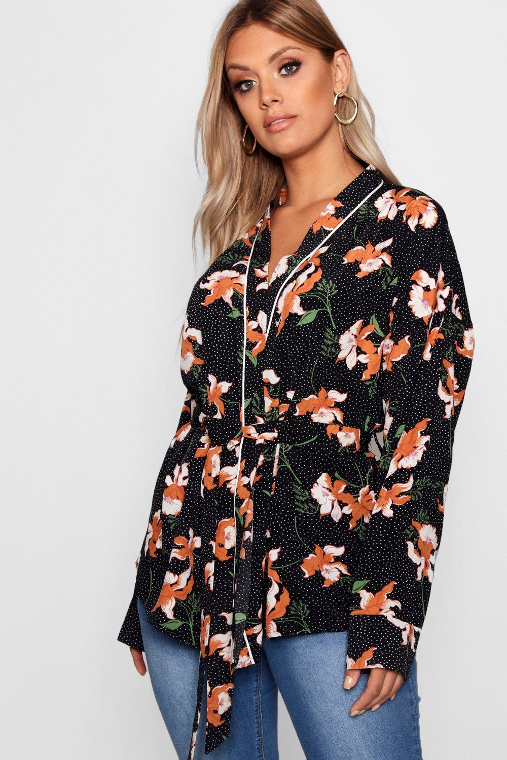 boohoo plus wrap top