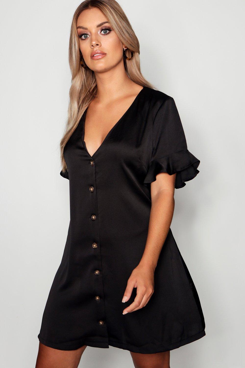 boohoo satin shirt dress