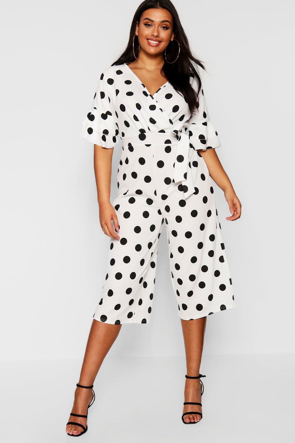 Plus Polka Dot Culotte Jumpsuit | Boohoo