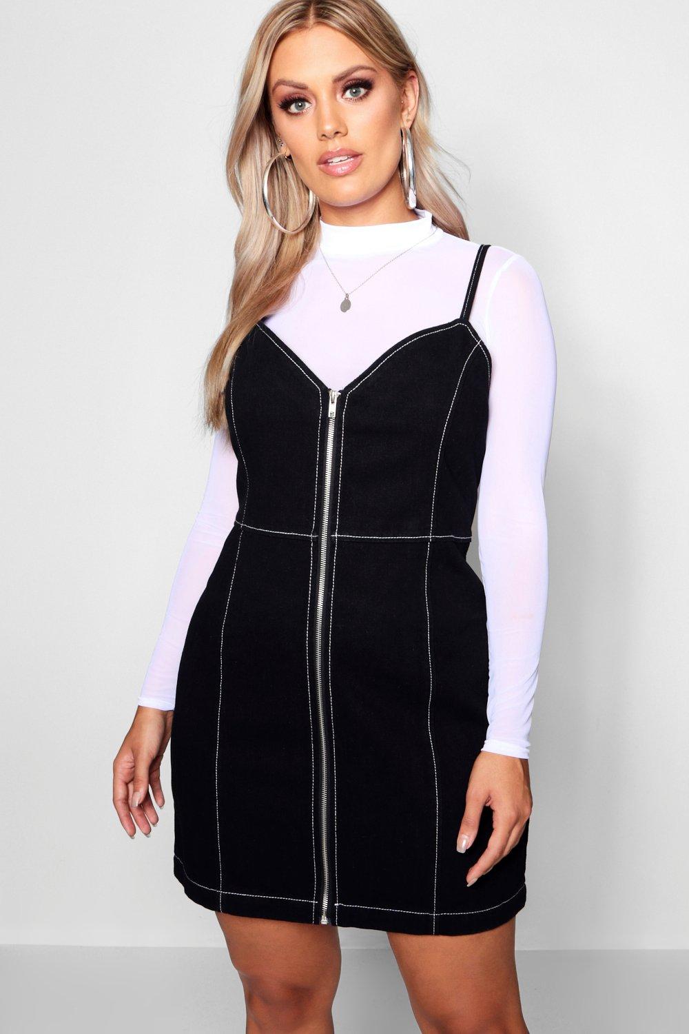 contrast stitch denim dress
