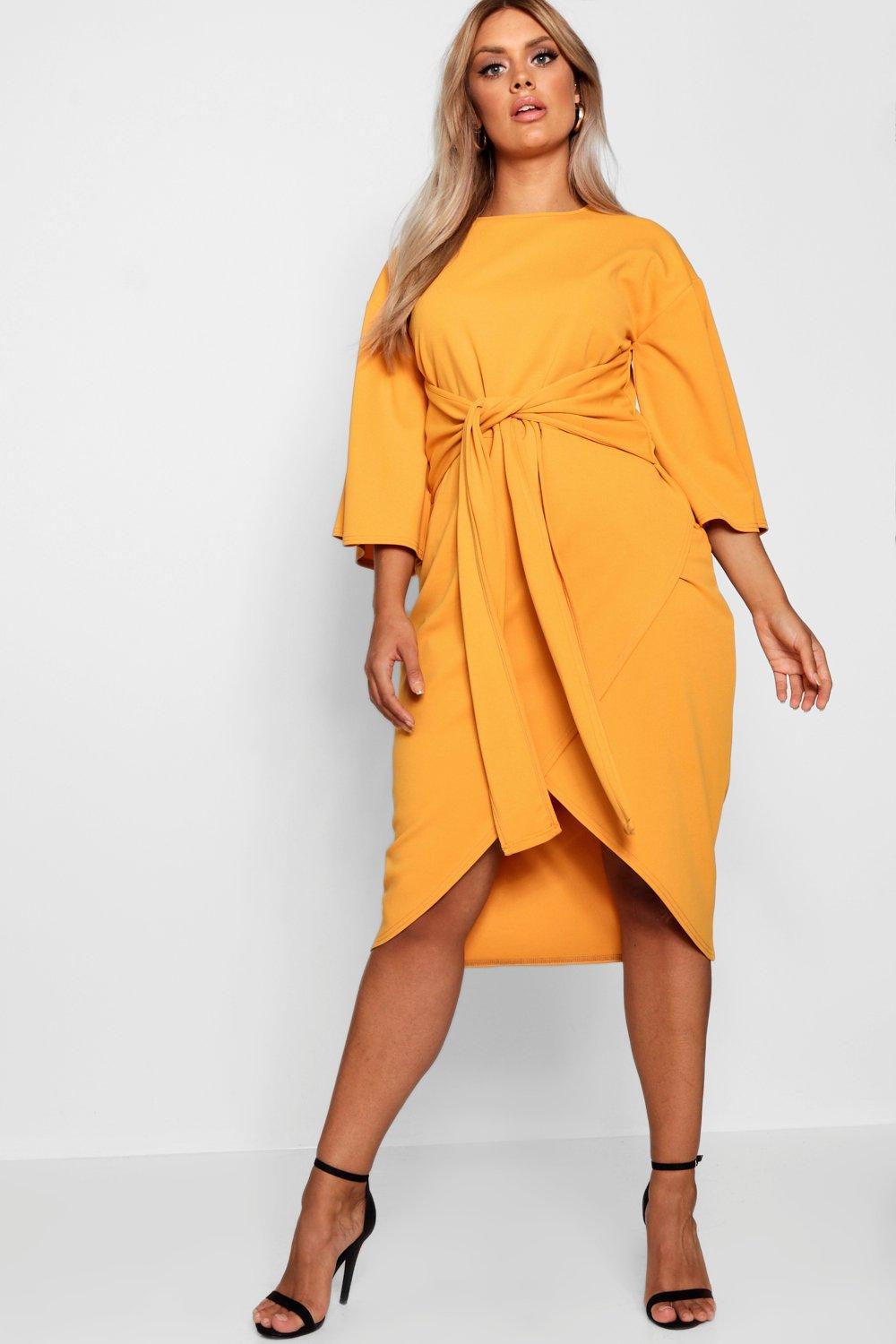 mustard kimono dress