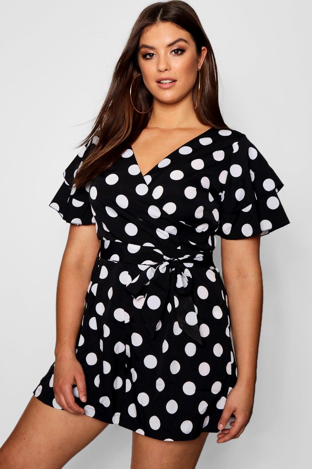 boohoo polka dot playsuit