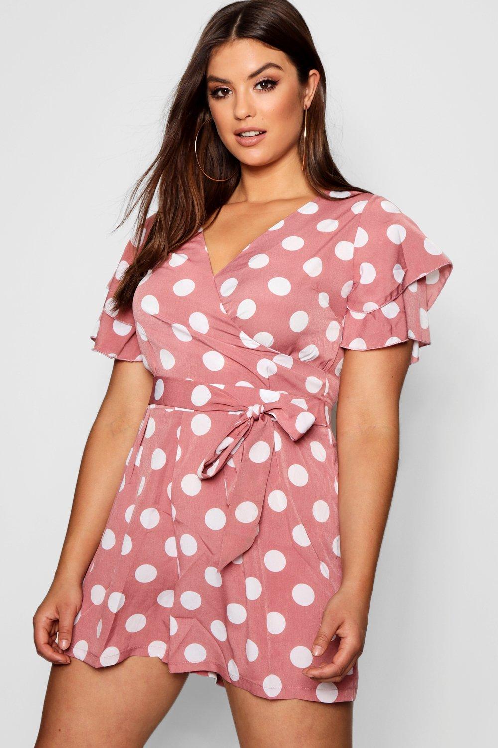 boohoo polka dot playsuit