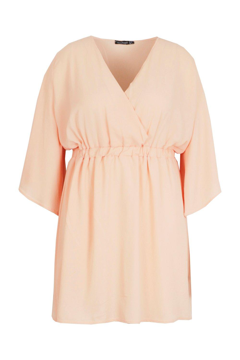 

Короткое платье Плюс сайз с рукавами в стиле кимоно, Blush